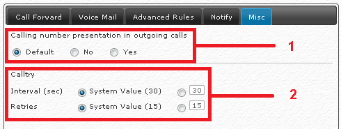 Misc settings